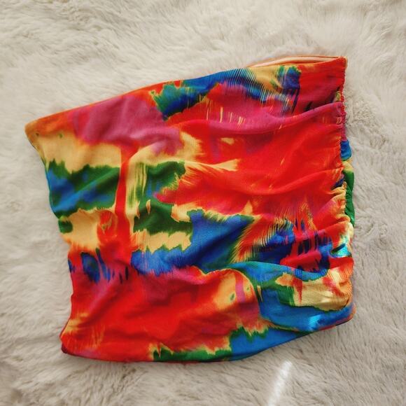 NEW Ser.O.Ya by Retrofete June Stretch Strapless Tube Top in Abstract Palm - Picture 5 of 9